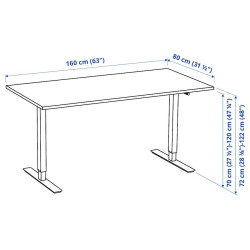 Bureau assis-debout à manivelle 160x80