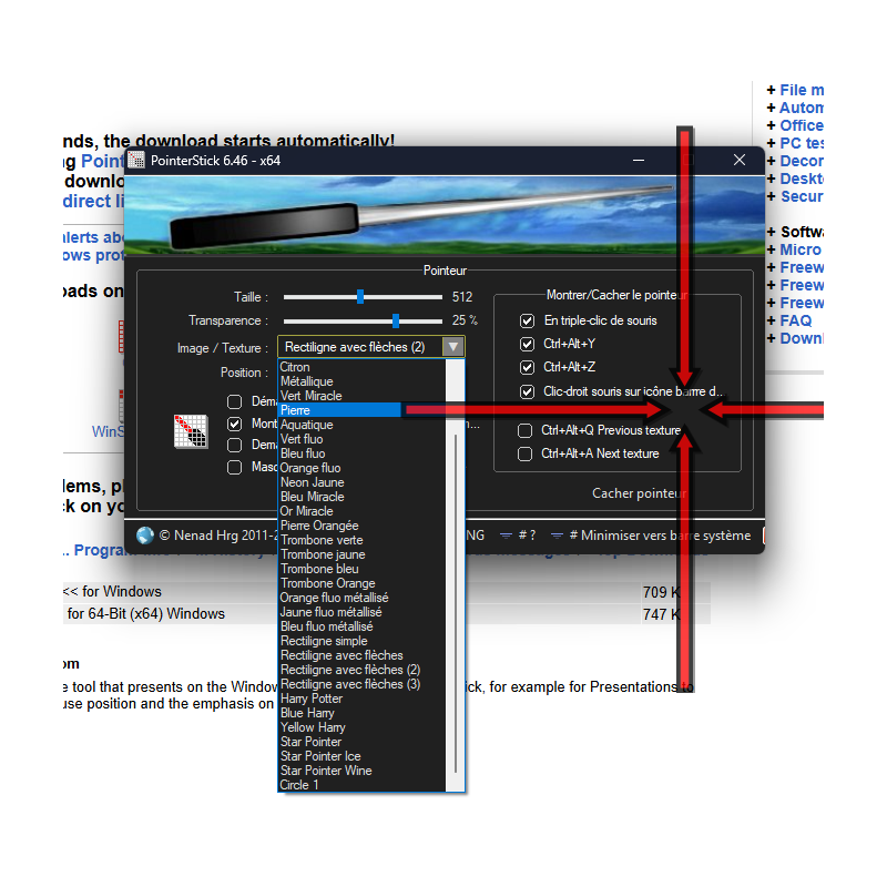 Logiciel PointerStick - Baguette virtuelle (SOFTWAREOK)